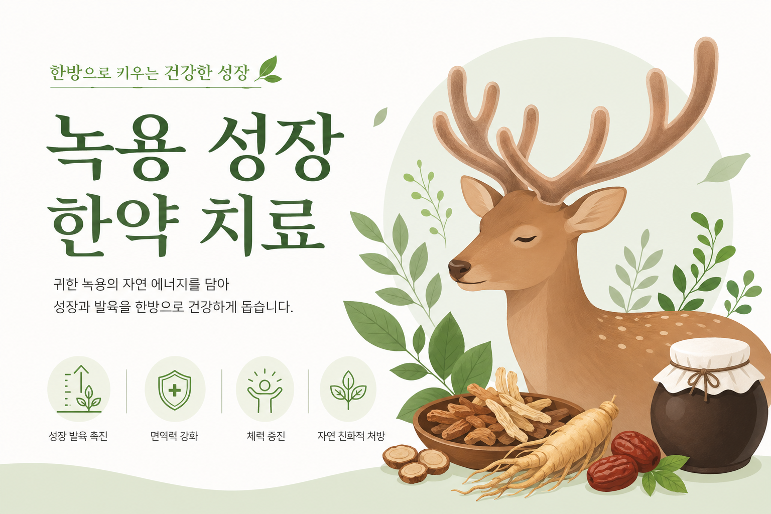 녹용(사슴 새 뿔)의 실물 또는 건조 한약재 형태 이미지, 깨끗하고 전문적인 배경 녹용 성장 이미지